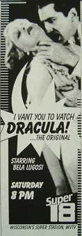 Movie ad from 1985 for Movie 18, Dracula