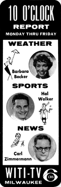 WITI Ch. 6 CBS 1959 Becker ad