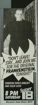 Movie ad from 1985 for Movie 18, Frankenstein